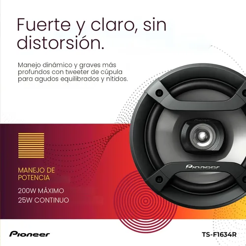 Miniatura 4 de PIONEER F-Series TS-F1634R - Altavoces de 2 vías de 6.5 pulgadas (par) - 200W máximo, sonido equilibrado + agudos suaves, excelente reemplazo