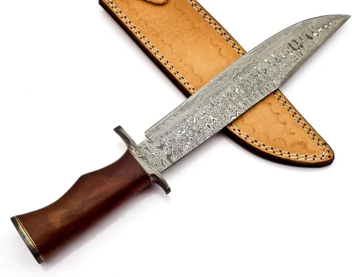 Miniatura 4 de BK-3035 Cuchillos de caza hechos a mano de acero de Damasco de 15 pulgadas - Mango de madera de rosa.