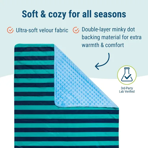Miniatura 2 de Wildkin Manta de felpa para bebé, comodidad suave y acogedora, ideal para niños pequeños, viajes y guardería, rayas azules
