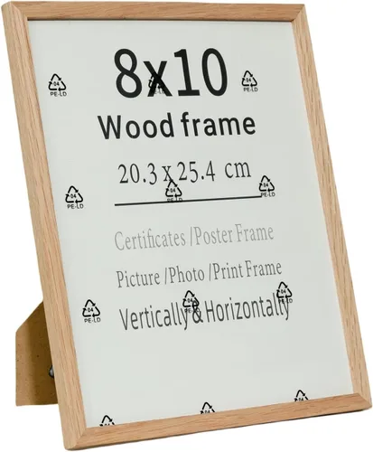 Miniatura 4 de Juego de 2 portarretratos de madera de roble de 8 x 10 pulgadas, marco de fotos de madera maciza de color natural con plexiglás vidrio para montaje
