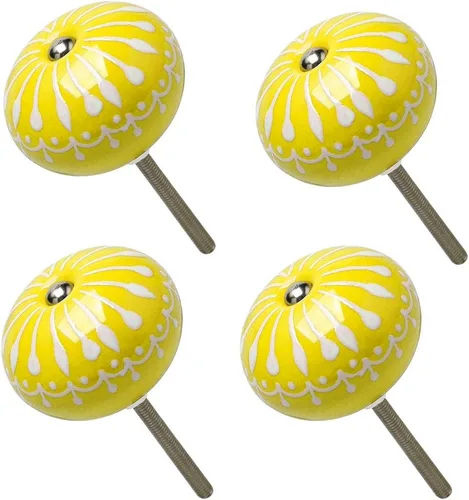 uxcell 4 pomos de cerámica vintage pomo cajón tirador muebles puerta escritorio armario aparador decorativo amarillo