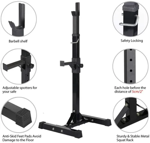 Miniatura 4 de Topeakmart 45-70.5 pulgadas ajustable para sentadillas Estación de inmersión Soporte de barra Soporte de inmersión Banco de fitness Equipo de prensa