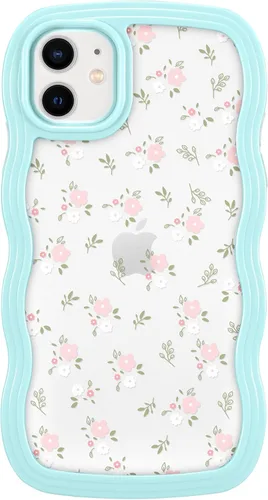 Miniatura 18 de ZCDAYE Funda compatible con iPhone 11, diseño floral estético, bonita funda rizada y ondulada para mujeres y niñas, funda de TPU suave a prueba