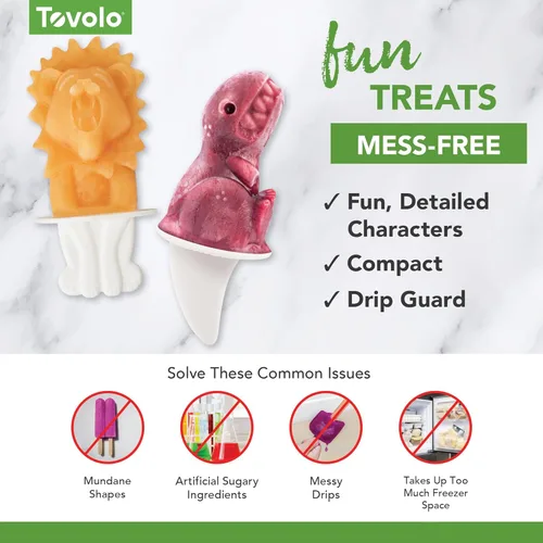 Miniatura 4 de Tovolo - Moldes para paletas heladas, motivo yeti, Dino, Blanco