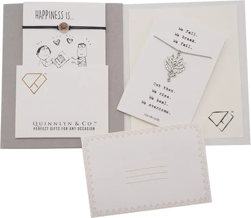 Miniatura 8 de QUINNLYN & CO. Phoenix Om - Collar con colgante de flor de loto, regalos hechos a mano para mujeres con cita inspiradora en tarjeta de felicitación