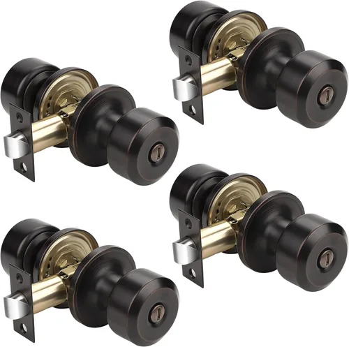Miniatura 43 de KNOBWELL Paquete de 4 pomos de puerta cuadrados modernos para paso, pomos de puerta interiores, manija de puerta de pasillo y armario, color negro
