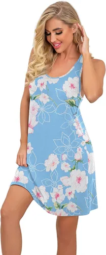 Miniatura 4 de PrinStory Camisones sin mangas para mujer, camisón de algodón con espalda cruzada para mujer