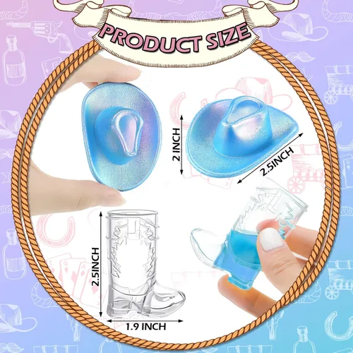 Miniatura 2 de Vesici 20 vasos de tiro para botas de vaquero, gafas de tiro de vaquera occidental, sombreros, suministros de fiesta temática de vaquera espacial
