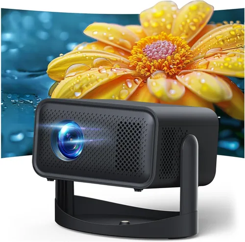 Proyector con WiFi y Bluetooth, proyector portátil de película 4K, soporte HD 1080P, soporte ajustable de 360°, enfoque eléctrico y corrección