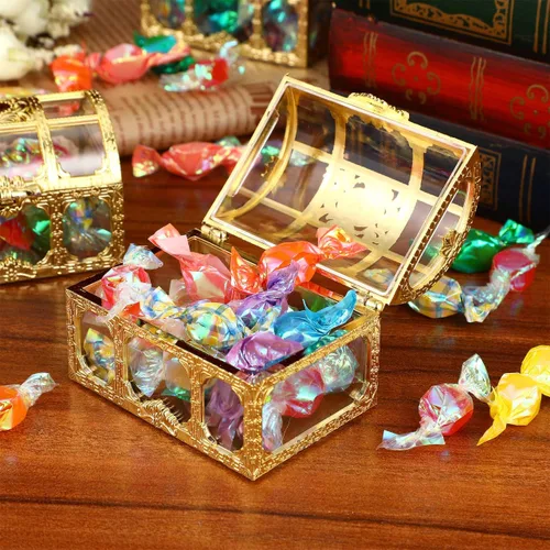 Miniatura 6 de Amosfun 10 cajas de dulces pequeñas mini cofre del tesoro vintage, cajas de recuerdos de boda, aniversario, cumpleaños, fiesta, suministros de 1.97