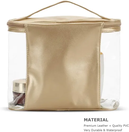 Miniatura 3 de Bolsa de cosméticos, estuche portátil transparente para artículos de tocador, bolsa de maquillaje de PVC transparente, organizador de almacenamiento