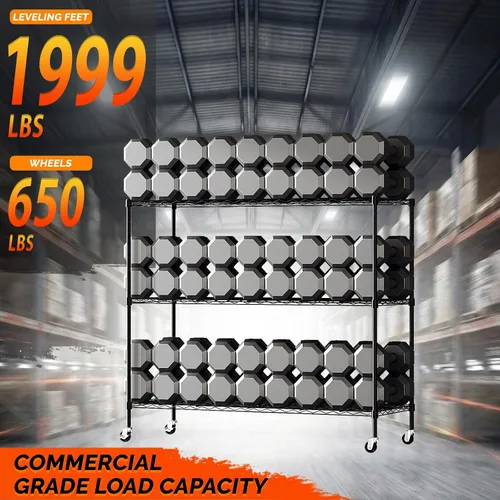 Miniatura 3 de VINGLI Estantes de almacenamiento de metal de 3 niveles de 41 pulgadas de alto con ruedas para almacenamiento, estantes de almacenamiento ajustables