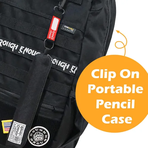 Miniatura 5 de Rough Enough - Estuche delgado pequeño para lápices, para niñas, niños, adultos, escuela, oficina, suministros de papelería con cordura negra