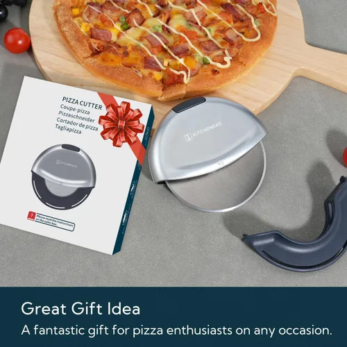 Miniatura 2 de KITCHENDAO Rueda cortadora de pizza de alta resistencia – Cortadora de pizza de mano con diseño magnético desmontable, hoja afilada de 4 pulgadas