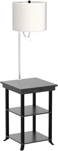 Miniatura 4 de ATAMIN Mesa auxiliar con lámpara y estación de carga - Mesa auxiliar con USB-C, USB y luz incorporada - Moderna mesita de noche con cadena