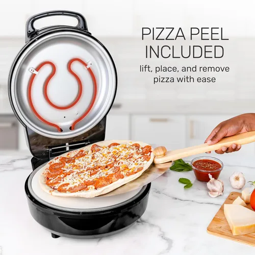 Miniatura 5 de Homecraft Horno de pizza horneado a piedra – 12 pulgadas estilo leñador para interiores, máquina de pizza eléctrica para encimeras – Piedra