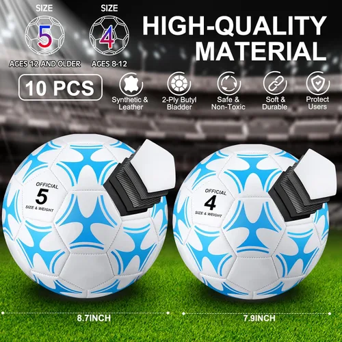 Miniatura 2 de Libima 13 Piezas Pelotas de Fútbol a Granel 10 Piezas Pelota de Fútbol Oficial con 2 Bombas y Bolsa de Transporte Entrenamiento Interior y Exterior