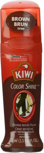 KIWI Esmalte y brillo marrón para zapatos | Limpiador de zapatos de cuero para zapatos de vestir y botas | 2.5 onzas líquidas