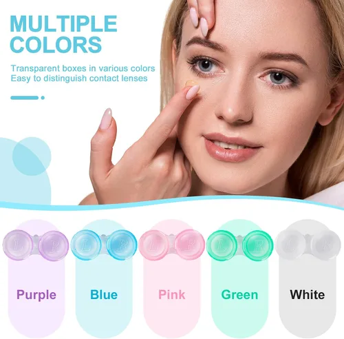 Miniatura 2 de Paquete de 50 Estuches para Lentes de Contacto, Estuches de Contacto Transparentes a Granel en 5 Colores, Lindo Estuche para Lentes de Contacto a