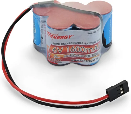 Tenergy Batería recargable de 6V 1600mAh lado a lado, batería de receptor NiMH con conector Hitec para camiones RC, coches RC y RC Hobby Electronics