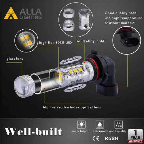 Miniatura 2 de Neblineros LED de repuesto de la marca Alla Lighting, 3030 SMD, luz amarilla