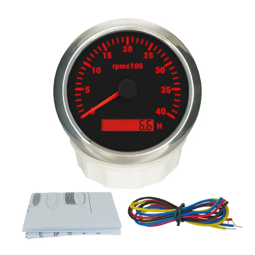 Miniatura 10 de ELING Tacómetro de motor de 3.346 in, medidor de rpm, calibre 0-7000 RPM para automóvil, barco, camión, con medidor de horas LCD, retroiluminación