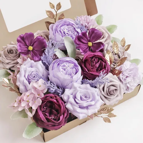 Miniatura 8 de MISSPIN Juego de flores artificiales para bricolaje, ramo de rosas falsas, flores para novia, boda, centro de mesa, decoración de mesa, bohemio
