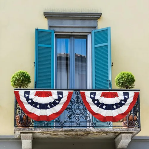 Miniatura 5 de Paquete de 4 banderas plisadas de Estados Unidos, bandera estadounidense de 3 x 6 pies, bandera patriótica de Estados Unidos con cabecera de lona