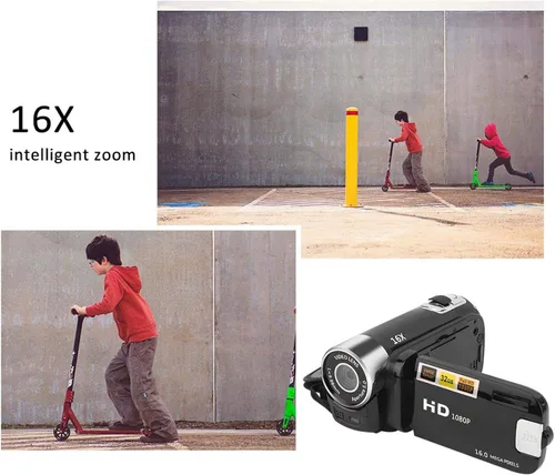 Miniatura 6 de Videocámara, cámara de video Full HD 1080P con cámara digital de 16 MP, pantalla LCD giratoria de 2.7 pulgadas, zoom digital 16X, videocámara