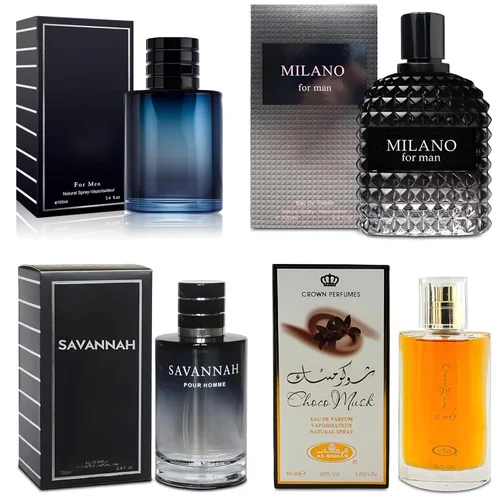 Miniatura 24 de AFLUXE Juego de 4 Colonias para Hombre Incluye Choco Musk/SE/Victory Infamous/Milano Aroma de Madera, Picante, Cítrico y Aromático eau de parfum Set