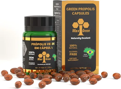 Miniatura 2 de 4 paquetes de propóleo de abeja verde de cera 500 mg (60 cápsulas)