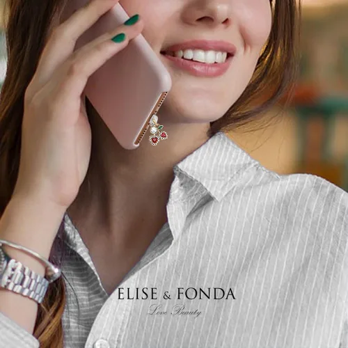 Miniatura 6 de ELISE & FONDA CP665 Puerto de carga USB Anti polvo Plug Little Crystal Cherry Phone Charm para iPhone 14/13/12/11/XS MAX/XR/X/8 Plus/7/6S/8/SE iPad
