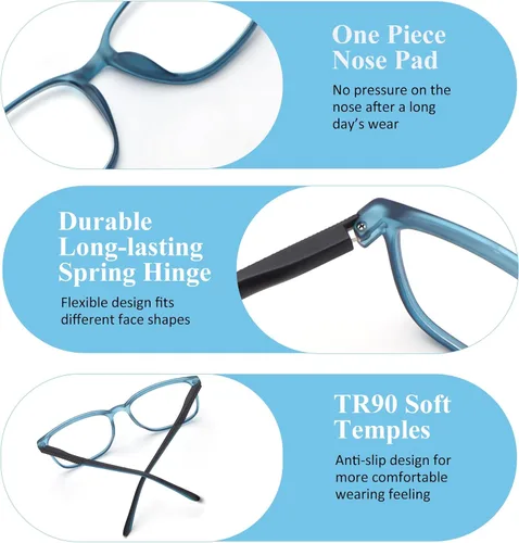 Miniatura 8 de BLOEXCLU Anteojos progresivos de lectura multienfoque para hombres y mujeres, con bloqueo de luz azul, con bisagra de resorte, diseño de dos tonos