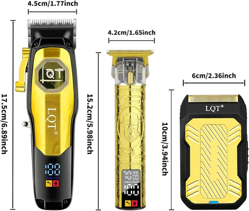 Miniatura 9 de Cortadora de pelo profesional inalámbrica para hombres, juego de cortapelos recargable y recortadora de barba con hoja en T, palanca ajustable