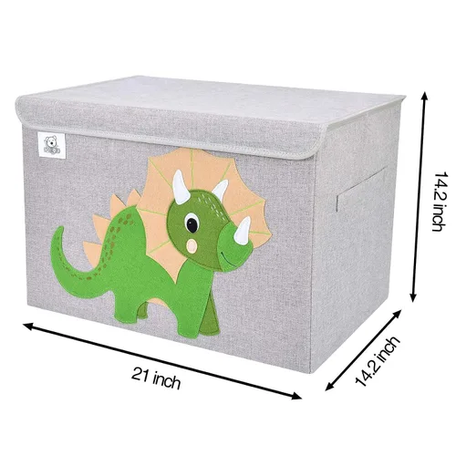 Miniatura 4 de Cofre plegable grande de juguetes para niños con tapa abatible, organizador de almacenamiento de juguetes de animales de tela plegable, contenedor