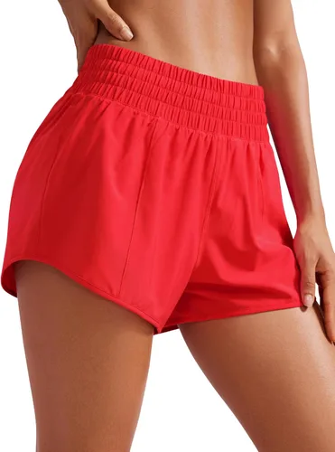 Miniatura 7 de CRZ YOGA Pantalones cortos de correr de cintura alta para mujer de 2.5 pulgadas, forro de malla de secado rápido para entrenamiento deportivo