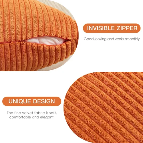 Miniatura 9 de OTOSTAR Juego de 2 fundas de almohada decorativas de pana suave, a rayas, para decoración del hogar, para sofá, cama, sala de estar, 22 x 22 Naranja