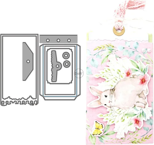 Miniatura 4 de DzIxY One Cloud Border Label Troqueles de corte de metal para kit de fabricación de tarjetas, troqueles de papel de gofrado, plantillas de máquina 6