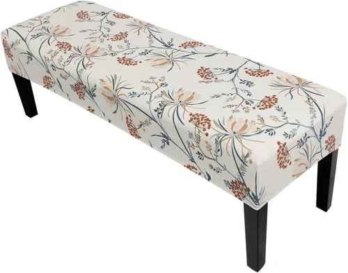 Miniatura 13 de SearchI Funda de banco de comedor, fundas de asiento de banco largas elásticas lavables, funda rectangular para banco de mesa de comedor, para Beige