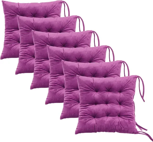 Miniatura 39 de Juego de 2 cojines para sillas de comedor con lazos, almohadilla antideslizante para silla de cocina para interior y tapete de asiento de comedor