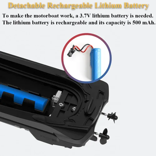 Miniatura 5 de Barco a motor de control remoto de 2.4 GHz, 1: 14 juguete de agua marina de alta velocidad con 2 motores, 2 niveles de velocidad - juguete de Azul