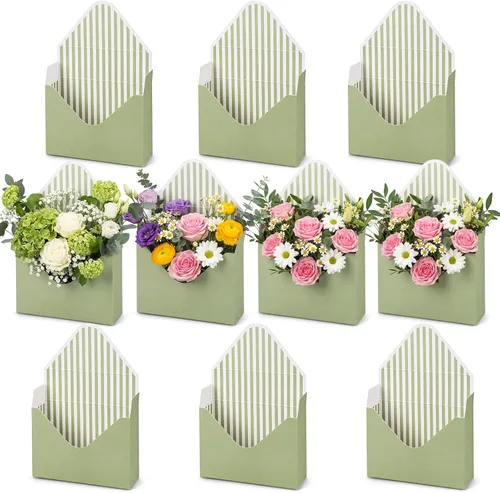 Miniatura 8 de Geyee 10 cajas sobre para ramo de floristería de graduación clase de 2026, ramo de flores de corazón rosa, embalaje de papel de regalo, bolsas