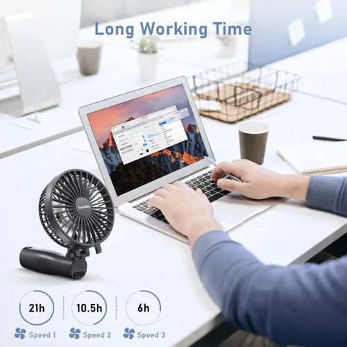 Miniatura 3 de FARADAY Ventilador de mano personal de 4800 mAh, ventilador de refrigeración de viaje, potentes ventiladores portátiles pequeños, ventilador de mesa