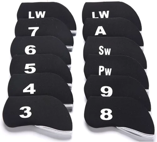 Miniatura 5 de 12 unids Golf Club Iron Head Covers Neopreno Hierro Cubierta 3-LW Proteger Caso Blanco y rosa