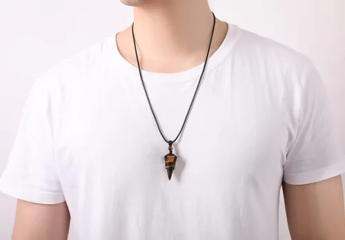 Miniatura 4 de XIANNVXI collar de piedras preciosas de cristal curativo con colgante de pirámide y cadena ajustable, joyería de cuarzo natural reiki para hombres