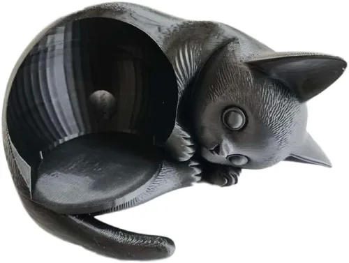 Miniatura 4 de Soporte impreso en 3D con forma de gato para Echo Dot 5ª generación, organizador de escritorio negro PLA+ compatible con Echo Dot 5, bonita