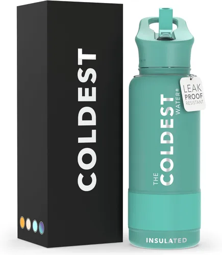 Miniatura 30 de Coldest - Botella para agua con tapa que incluye pajilla, térmica y metálica (acero inoxidable), para hombres y mujeres, color morado