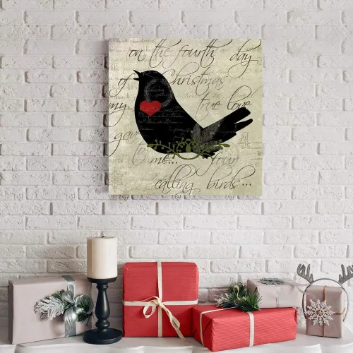 Miniatura 3 de Renditions Gallery Arte de pared de Doce días de Navidad, cuatro pájaros cantores, bonita obra de arte de invierno, decoración de canción navideña