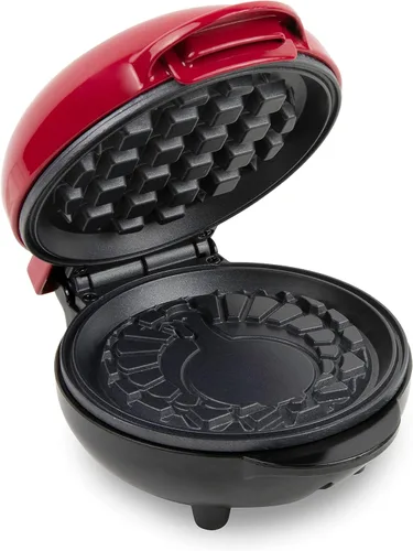 Miniatura 2 de Nostalgia MyMini Máquina Personal Eléctrica de Gofres con Forma de Corazón de Pavo, Superficie de Cocción de 5 Pulgadas, Plancha de Gofres para Hash