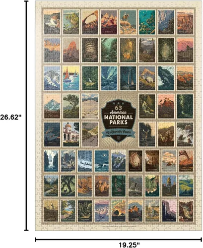 Miniatura 7 de MyPuzzle 63 Parques Nacionales Americanos: por Kenneth Crane, Póster Vintage - Rompecabezas Premium de 100 Piezas para Adultos